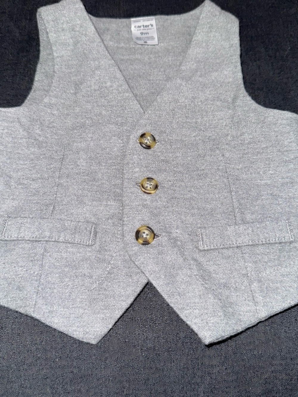 Carter's Light Gray Vest with Gold Buttons